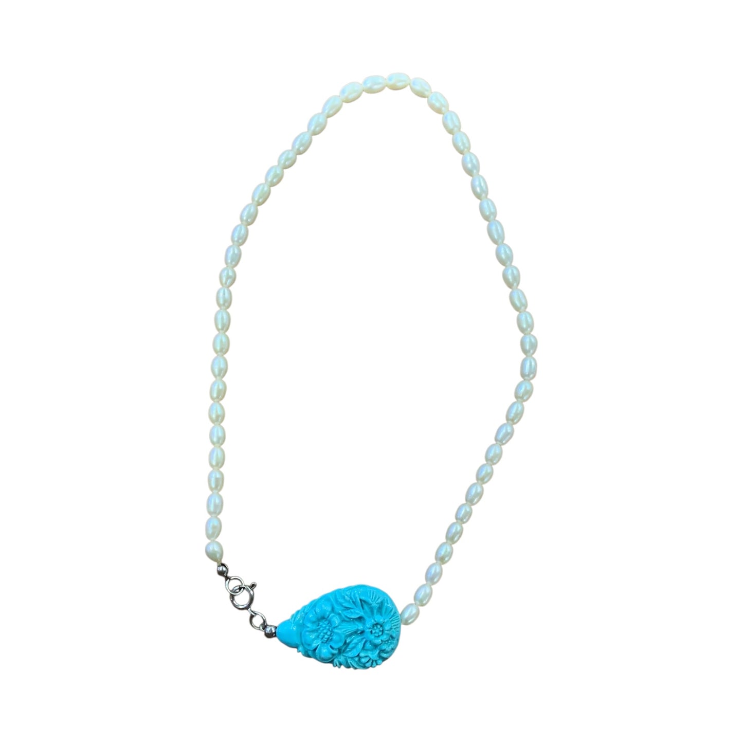 Collana Perle Di Fiume E Pasta Di Turchese
