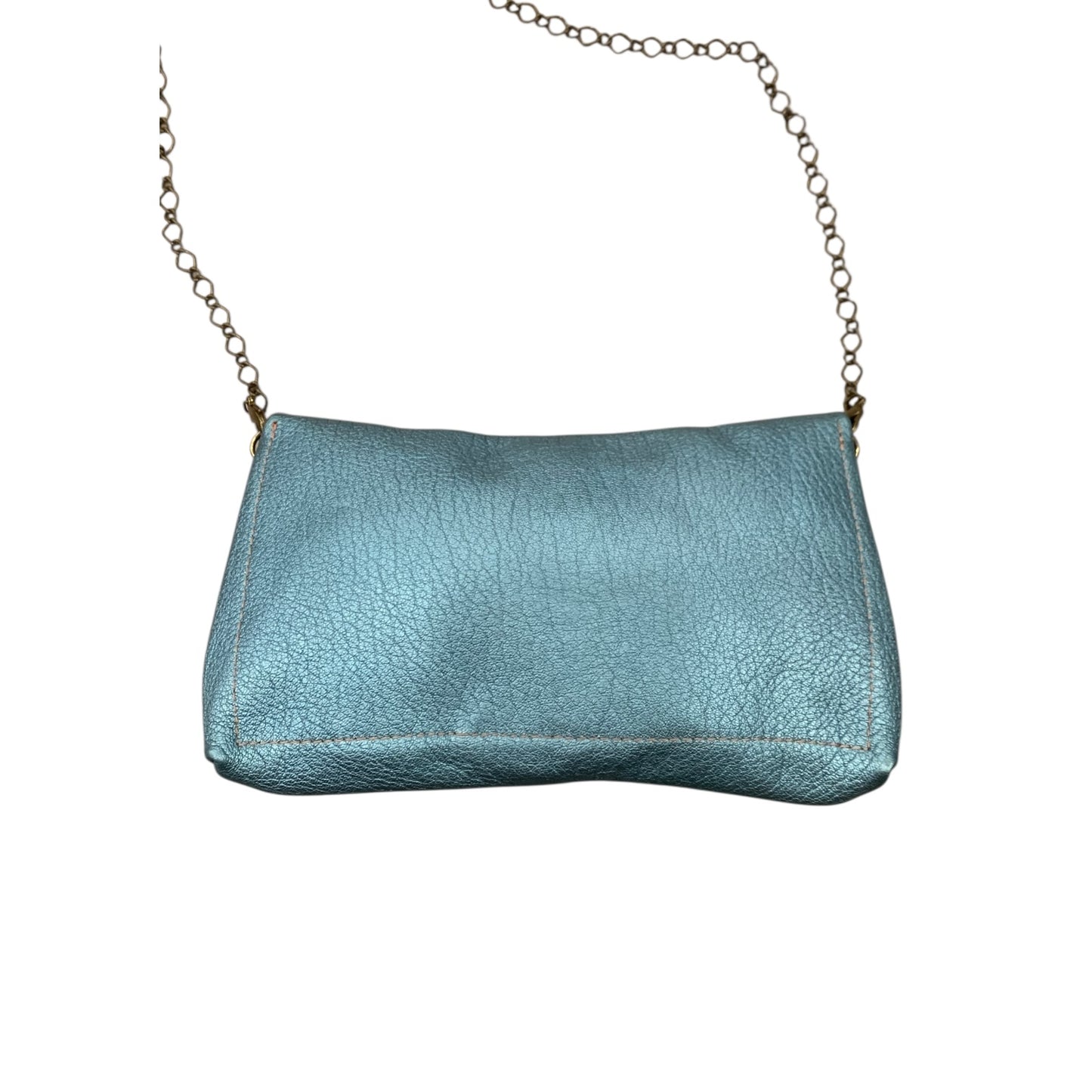 Borsetta Tracolla Pelle Azzurra Metallizzata