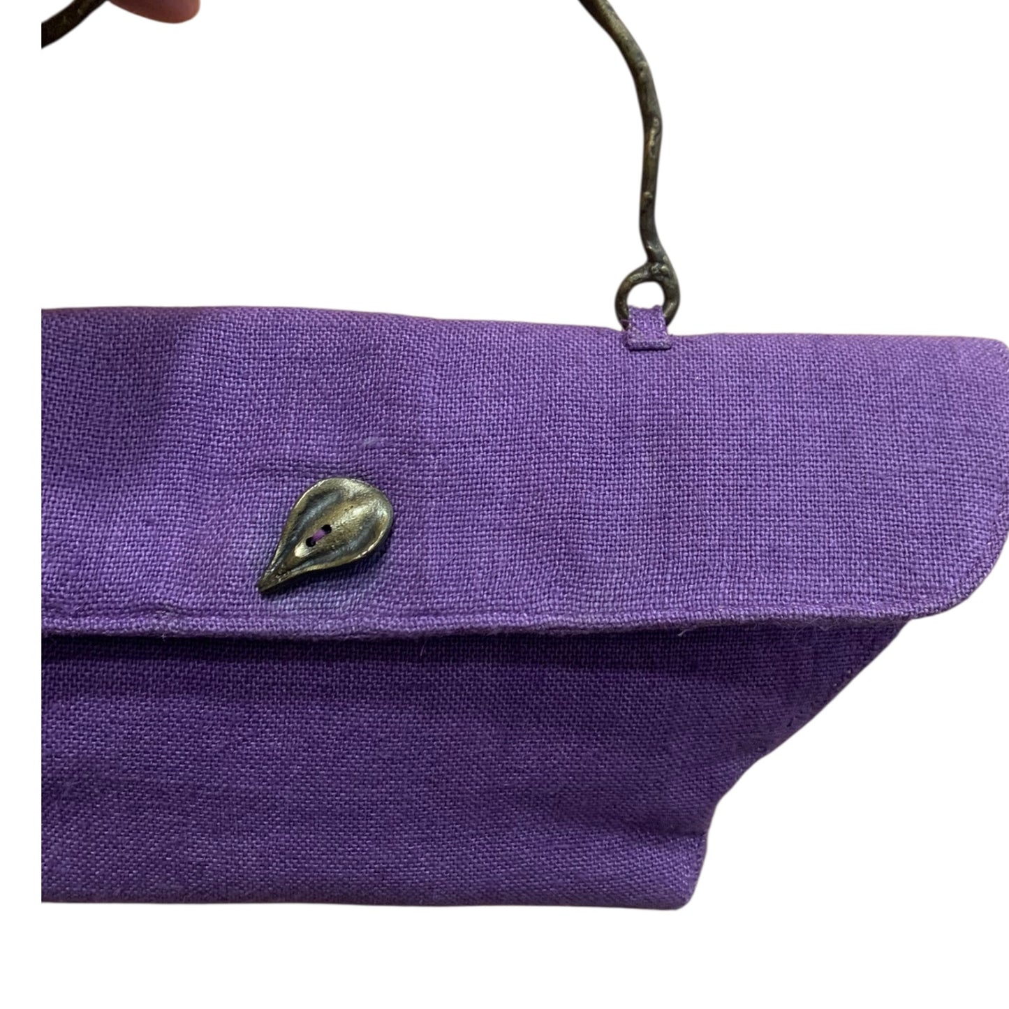 Borsetta A Mano Viola Manico Ottone