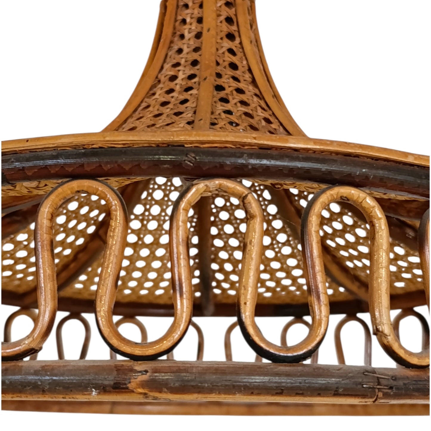 Lampadario Vintage Bamboo E Paglia Di Vienna