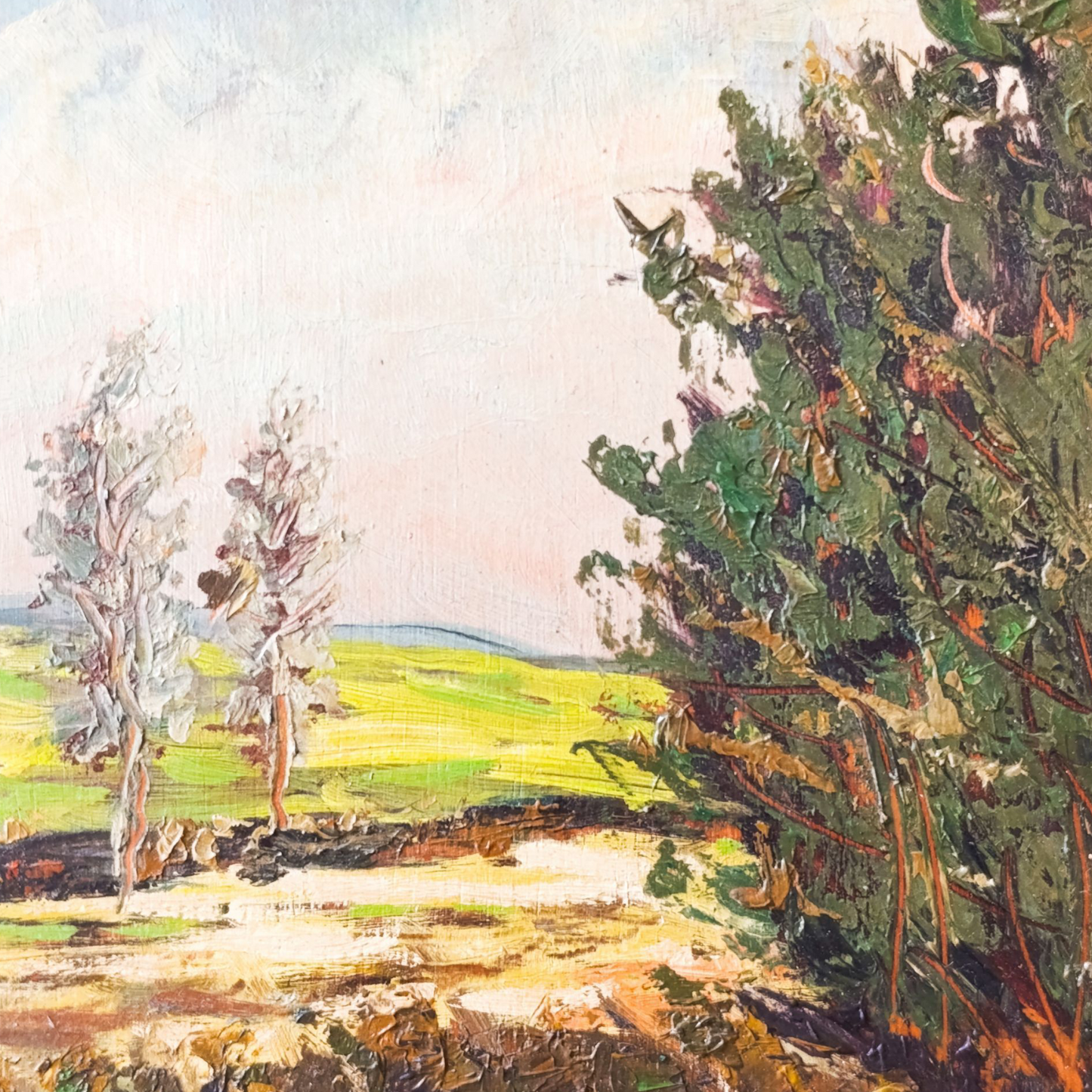 Dipinto Olio Su Tela Di Fornasari Paesaggio Alberato