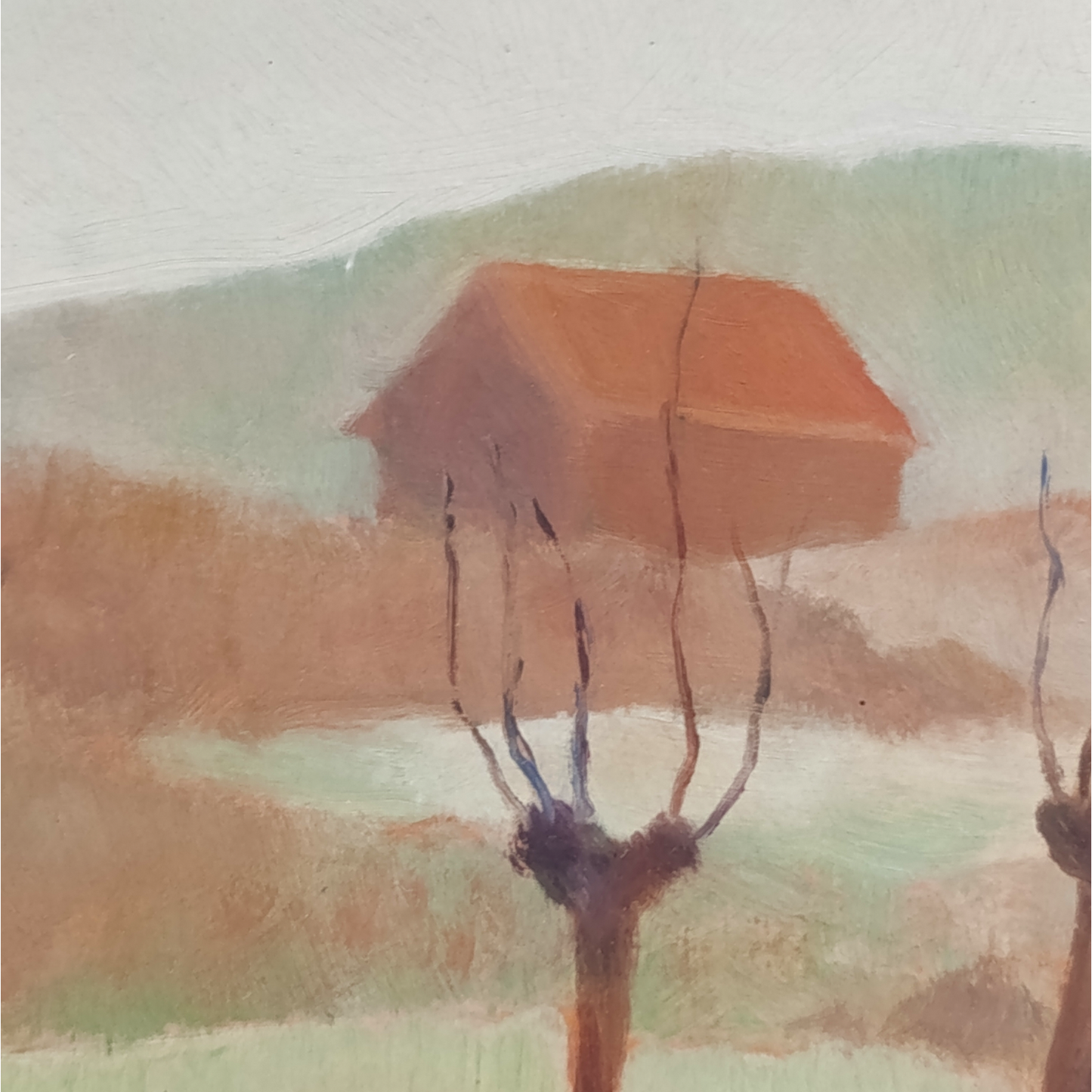 Quadro Dipinto Olio Su Legno Paesaggio Autunnale Di Stefano Robino