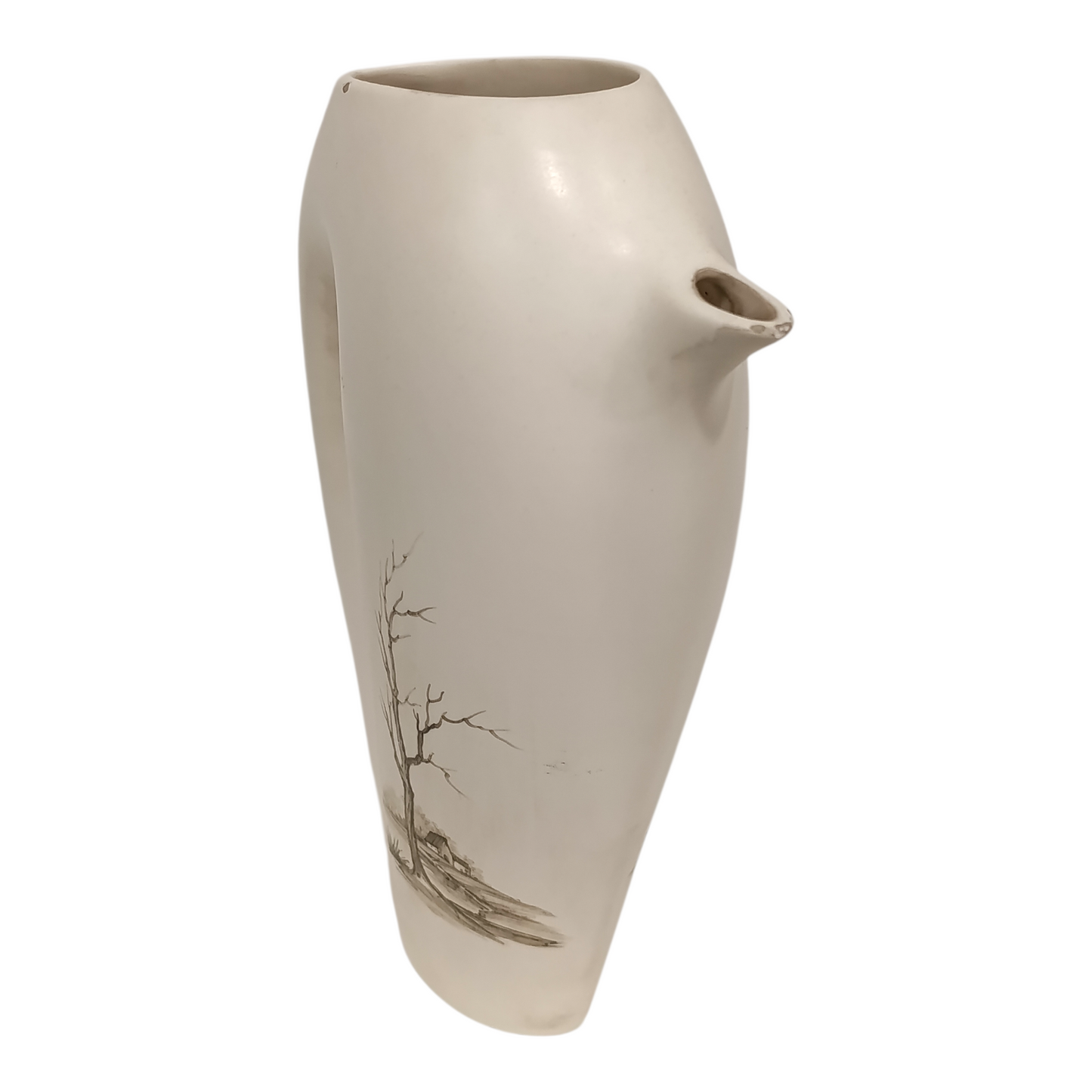 Brocca Ceramica Firmata Cyan Dipinta A Mano