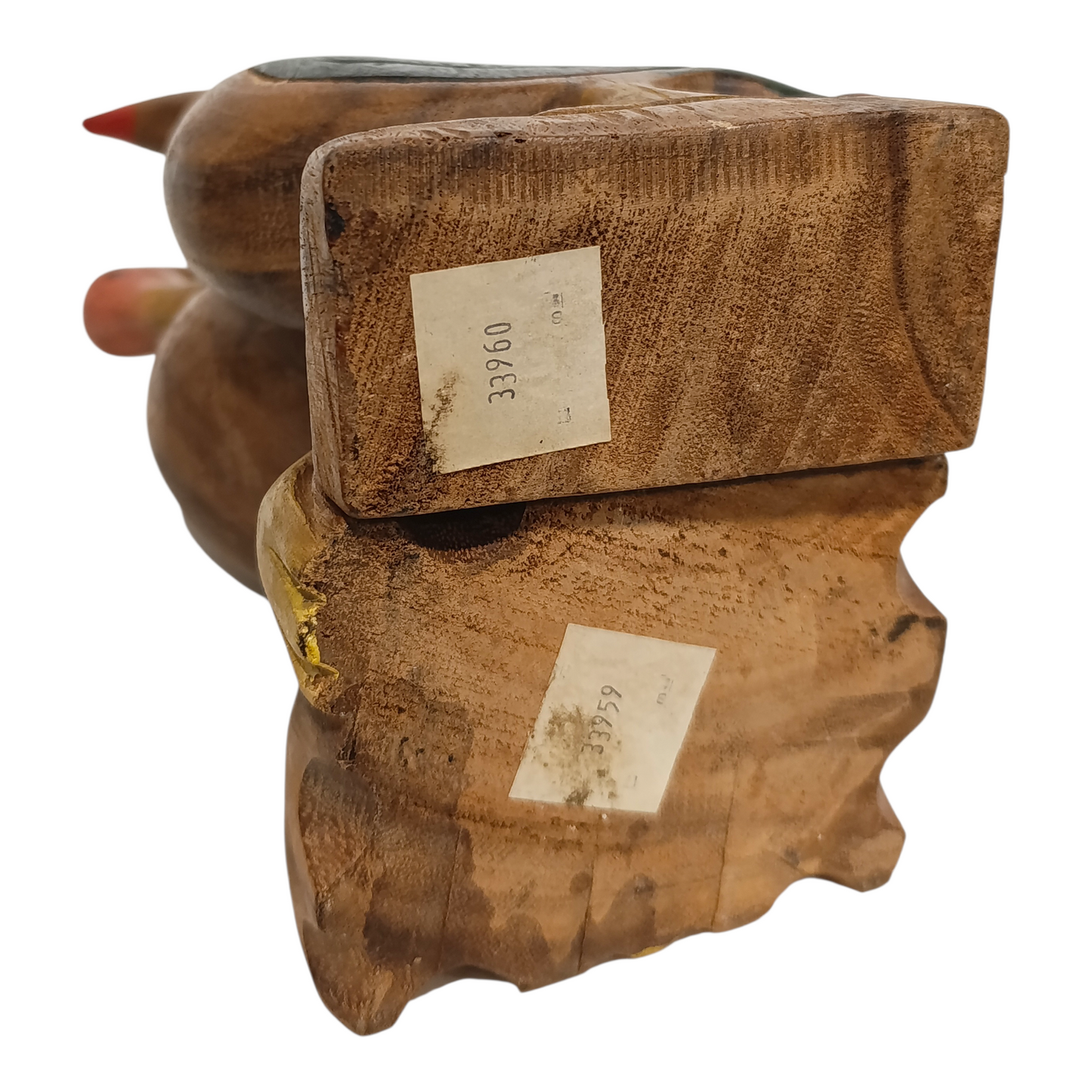 Coppia Uccelli Acquatici In Legno Dipinto