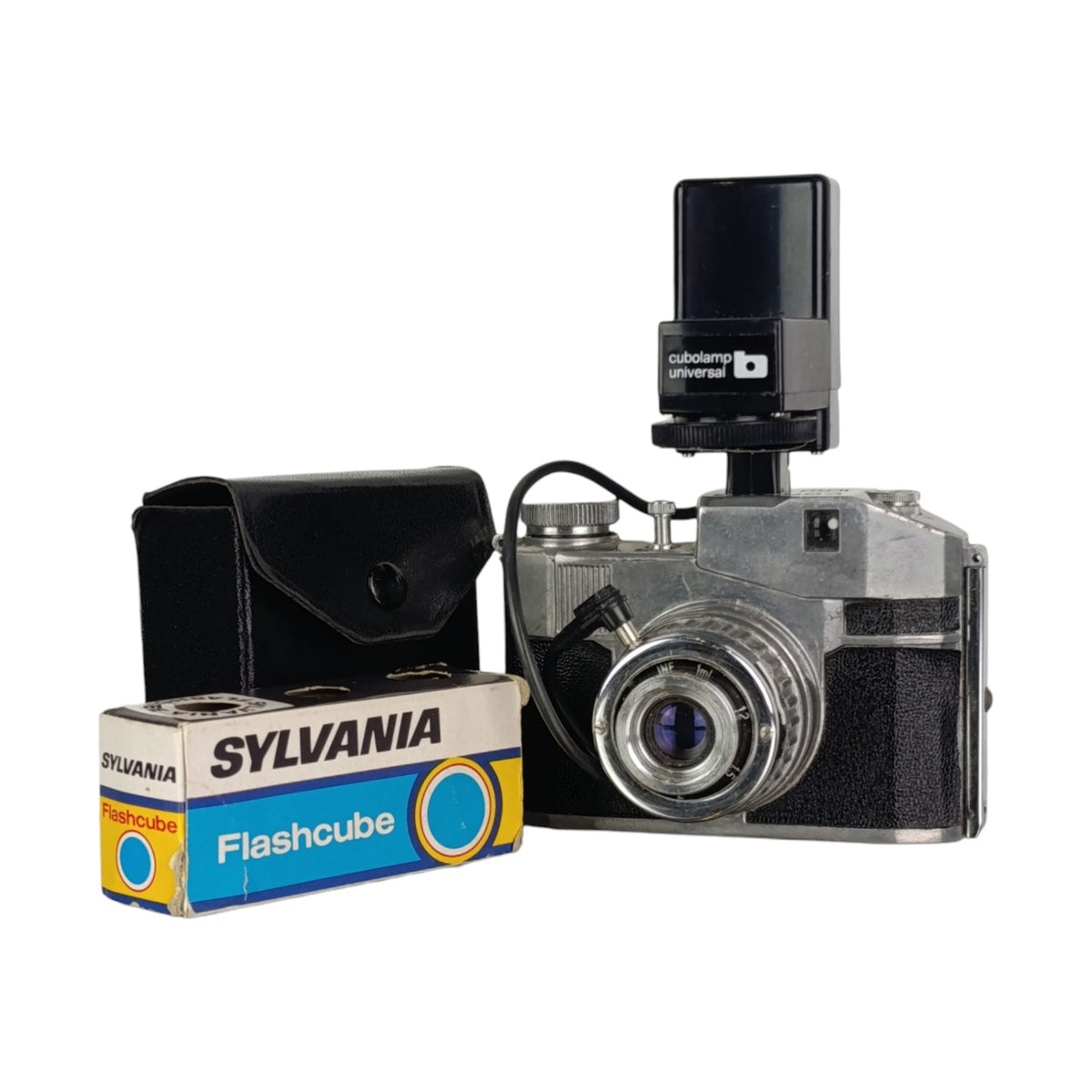 Fotocamera Bencini Comet S Con Supporto Flash E Ricambi Flashcube