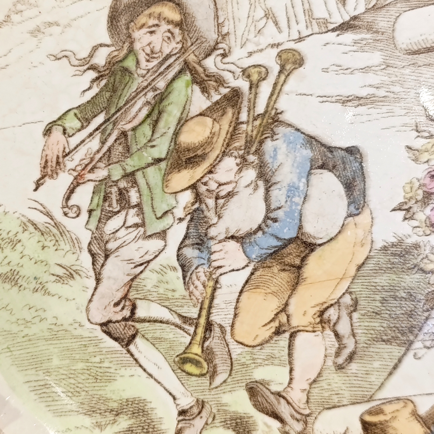 Piatto d'Epoca Creil-Montereau Terre de Feu Soggetti Musicali
