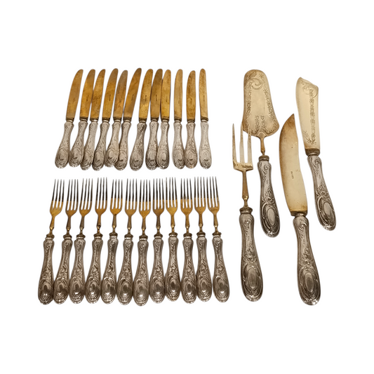 Set Posate Dolce Solingen Vintage Argento E Ottone