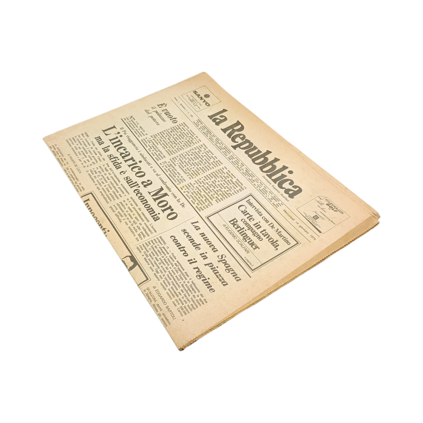 Quotidiano La Repubblica Nr. 1 Anno 1 (14/01/1976)
