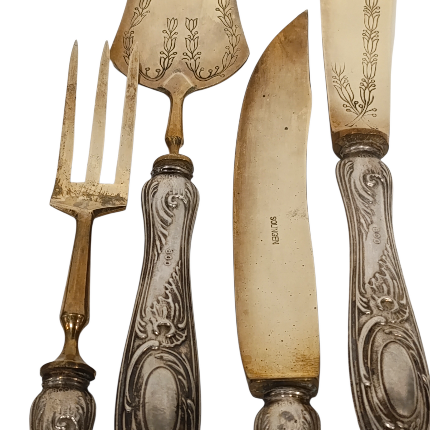Set Posate Dolce Solingen Vintage Argento E Ottone