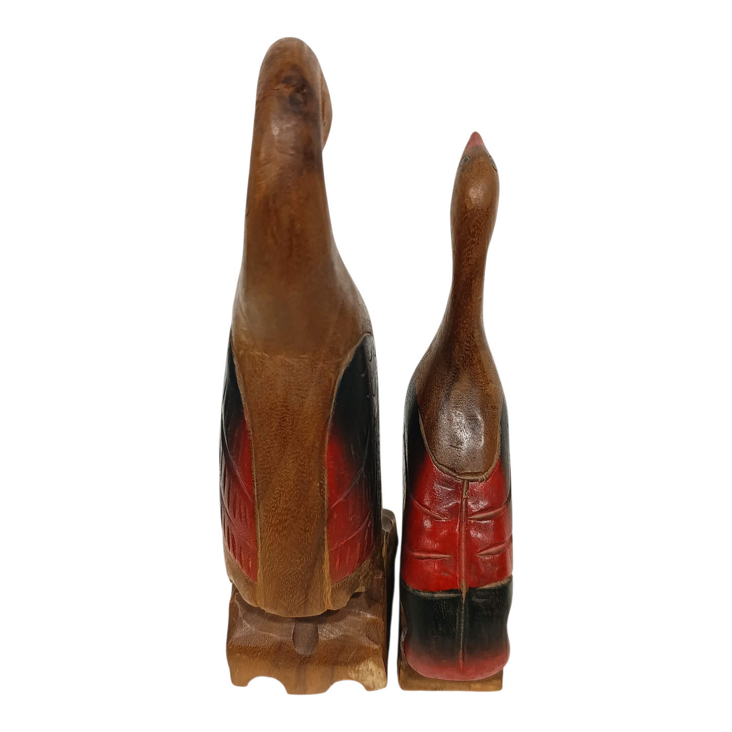 Coppia Uccelli Acquatici In Legno Dipinto