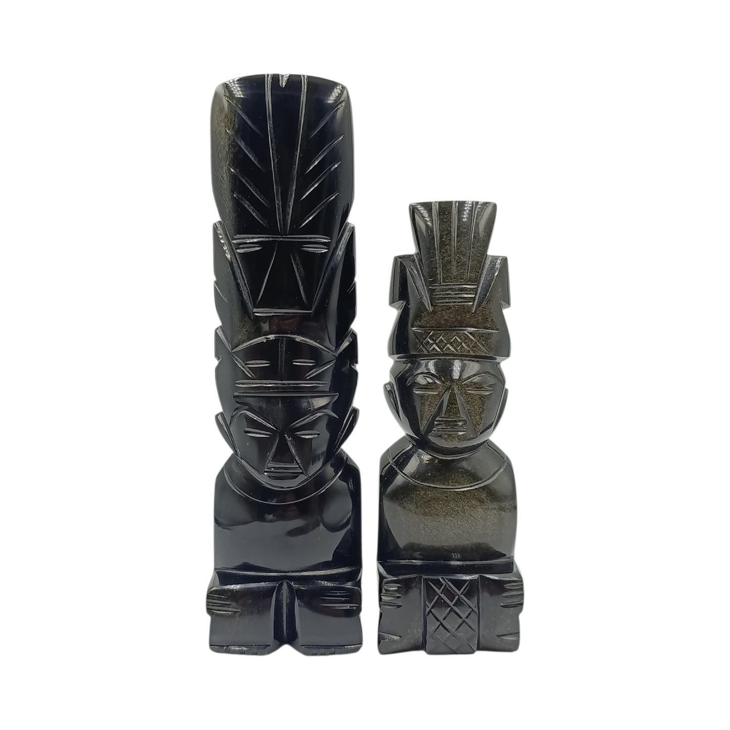 Sculture Volti Aztechi In Ossidiana