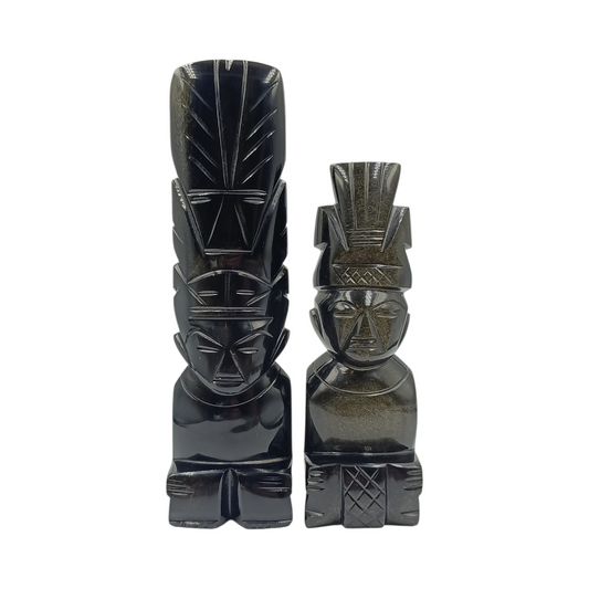 Sculture Volti Aztechi In Ossidiana