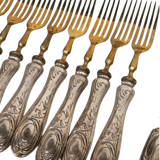 Set Posate Dolce Solingen Vintage Argento E Ottone