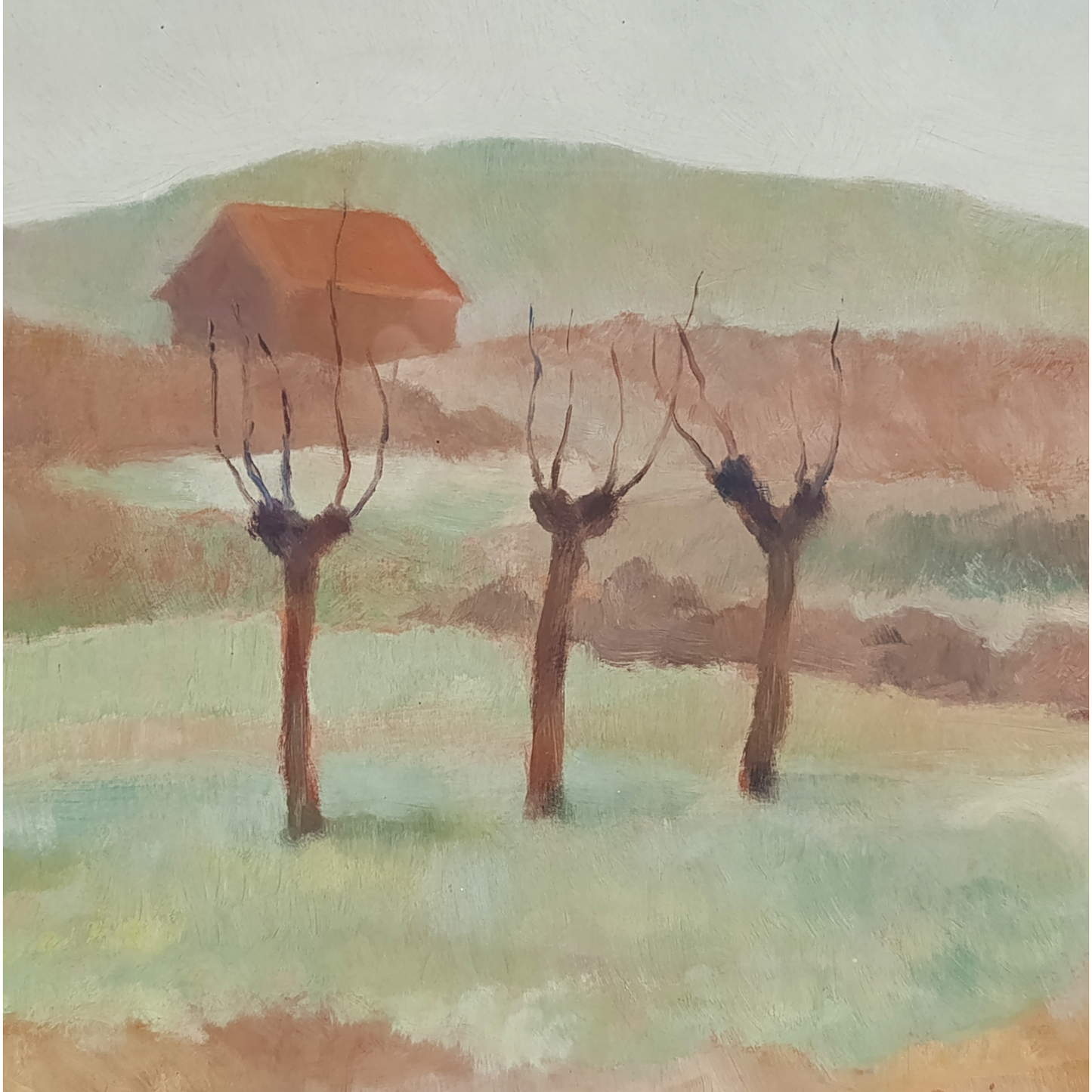 Quadro Dipinto Olio Su Legno Paesaggio Autunnale Di Stefano Robino