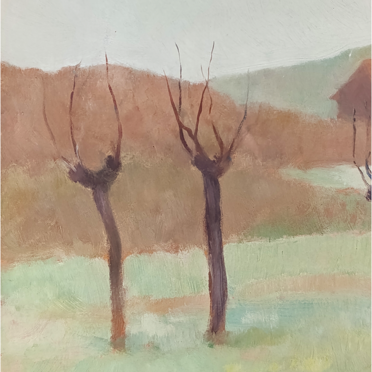 Quadro Dipinto Olio Su Legno Paesaggio Autunnale Di Stefano Robino