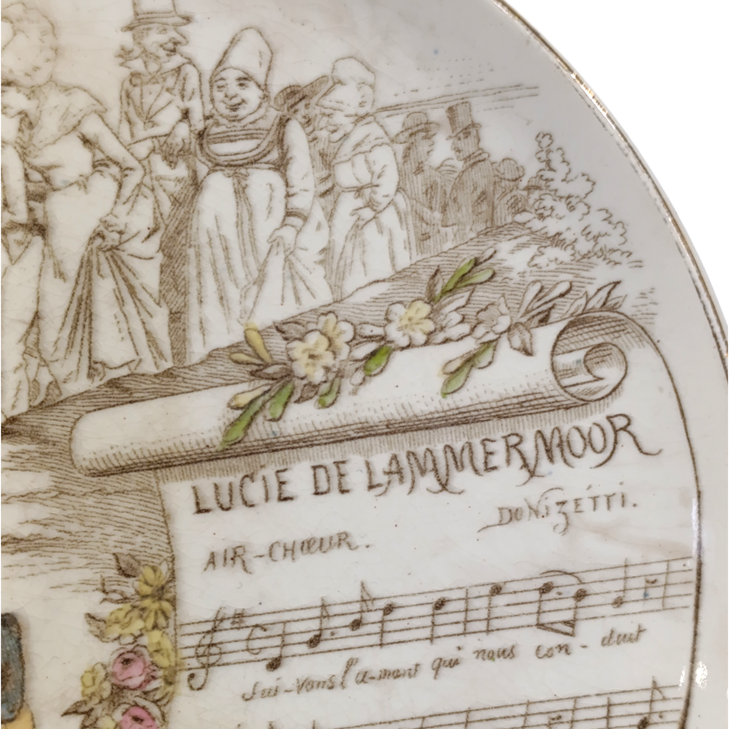 Piatto d'Epoca Creil-Montereau Terre de Feu Soggetti Musicali