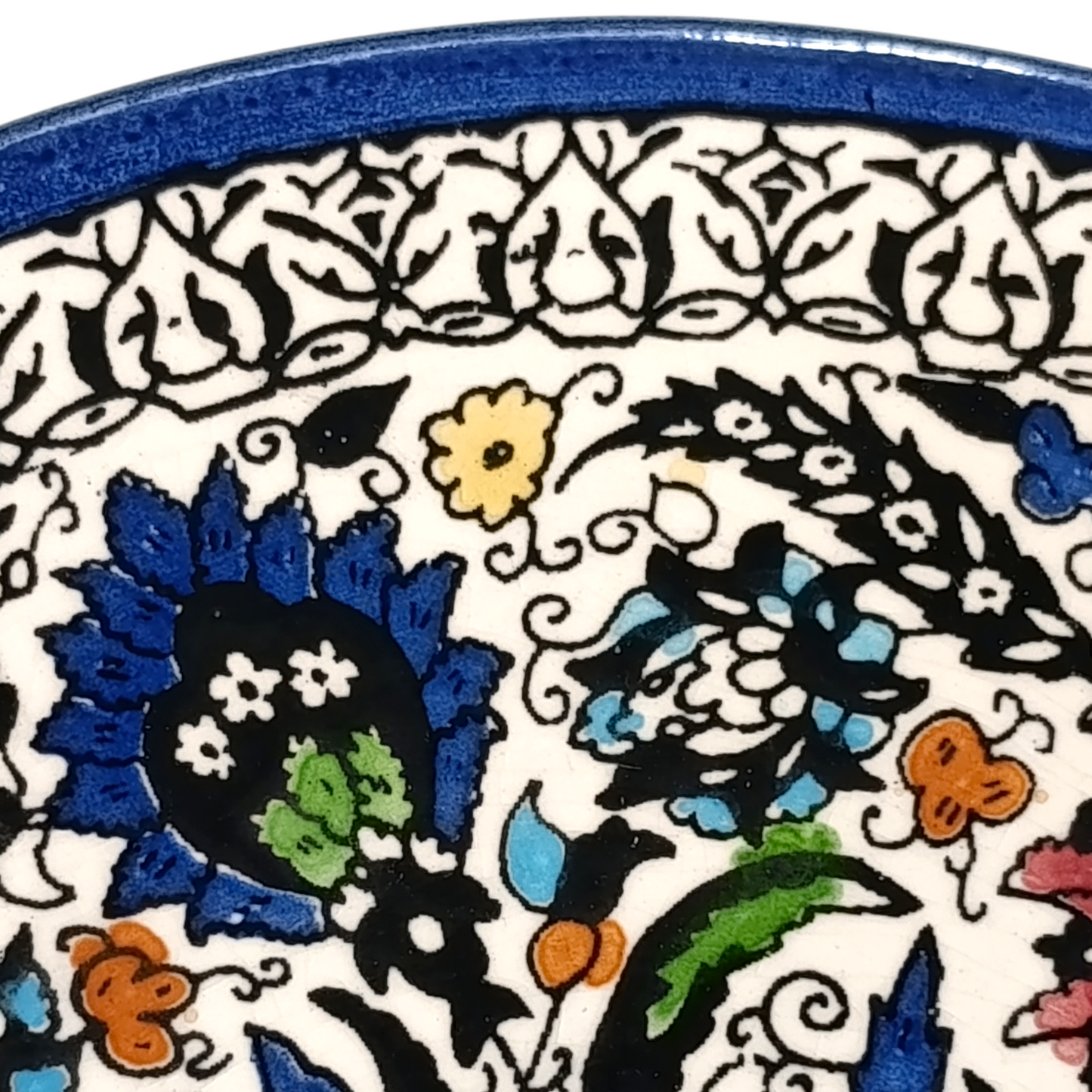 Piatto Ceramica Marocco Anni 60 Dipinto A Mano