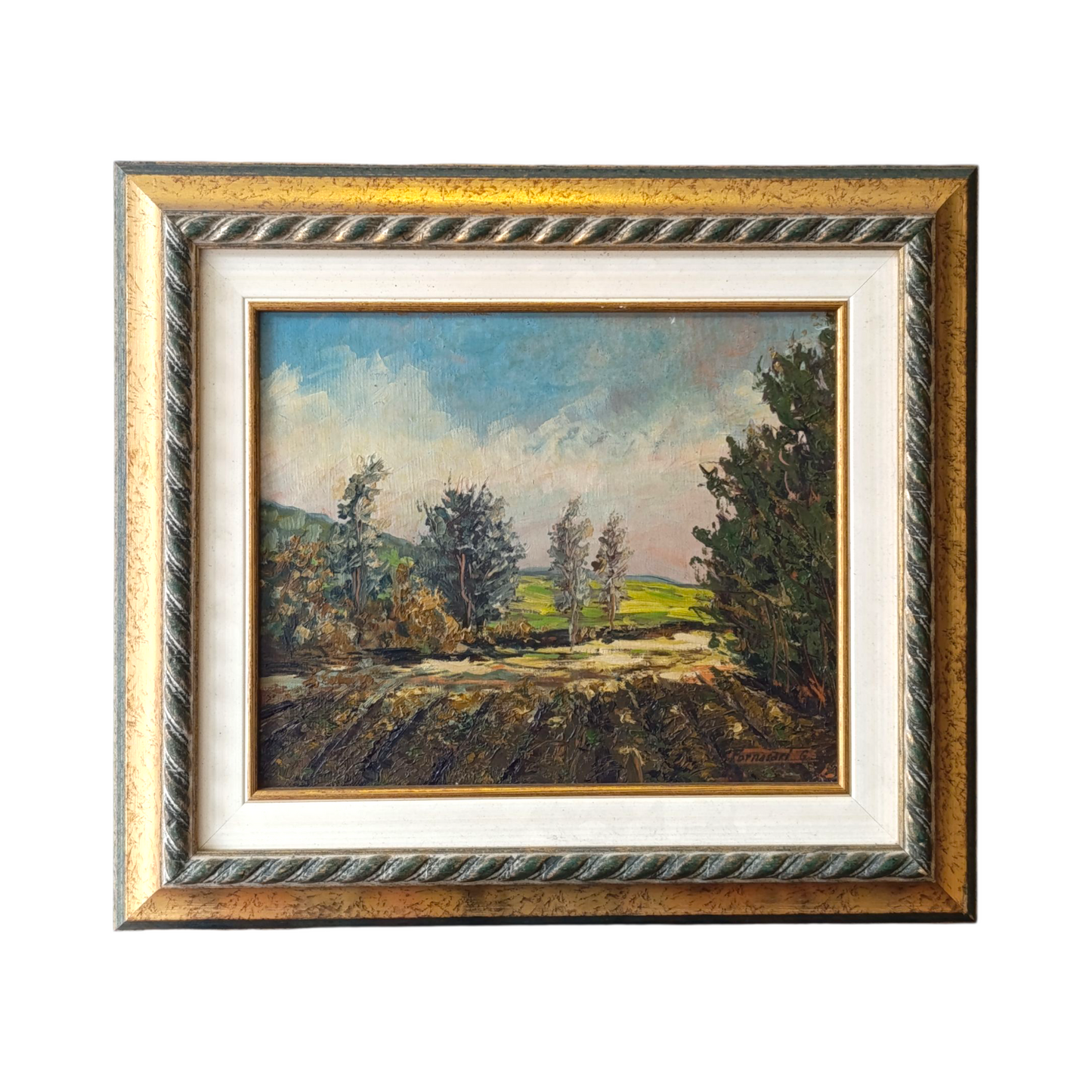 Dipinto Olio Su Tela Di Fornasari Paesaggio Alberato