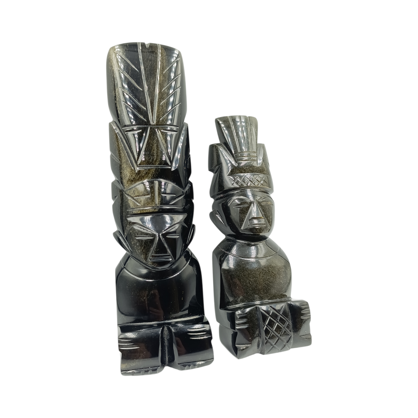 Sculture Volti Aztechi In Ossidiana