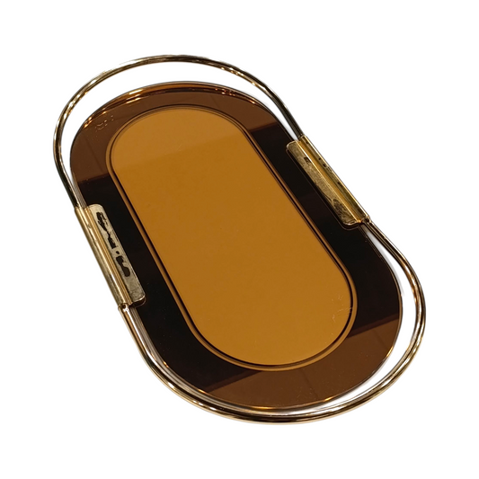 Vassoio In Vetro Specchiato Placcato Oro 24kt Design Umberto Mascagni