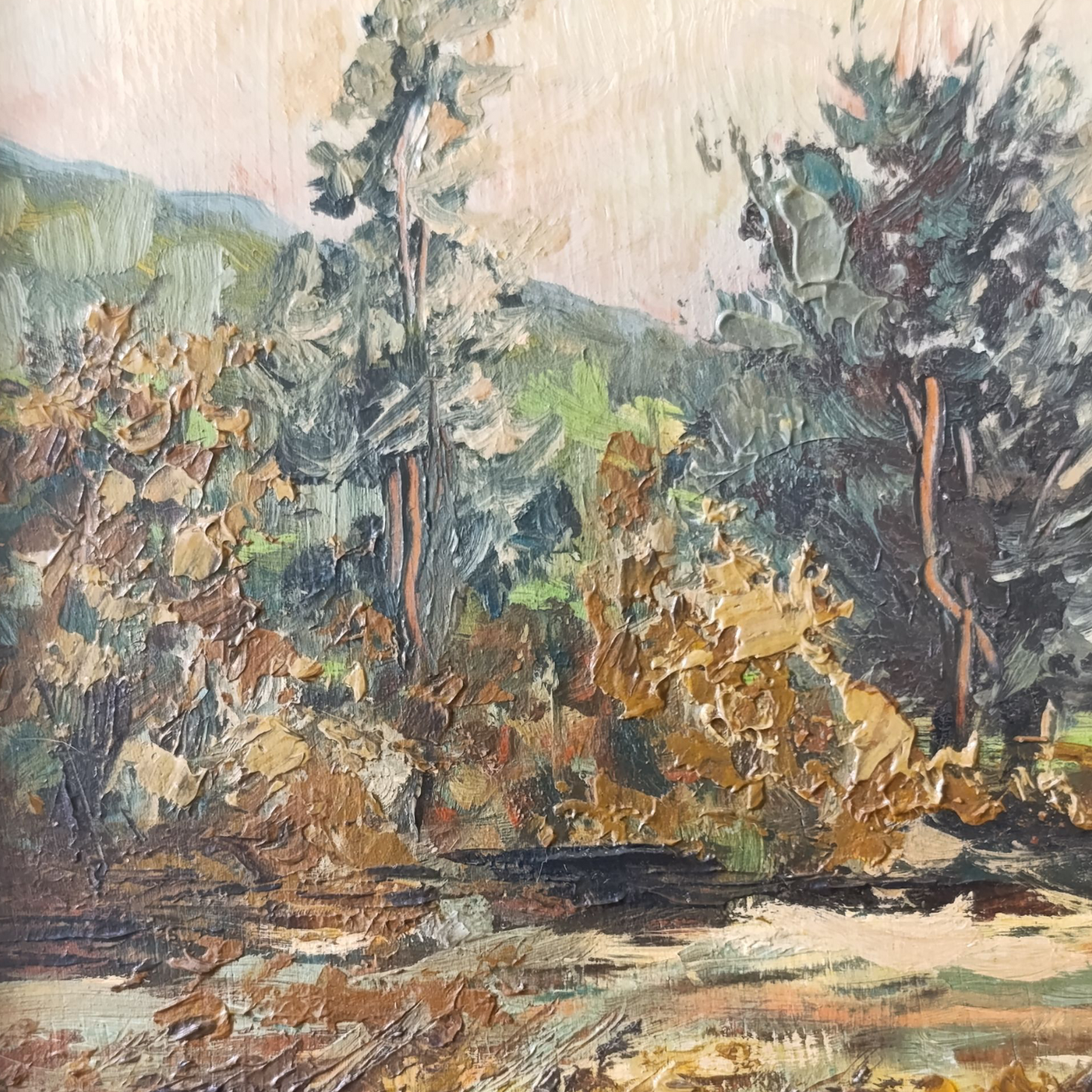 Dipinto Olio Su Tela Di Fornasari Paesaggio Alberato