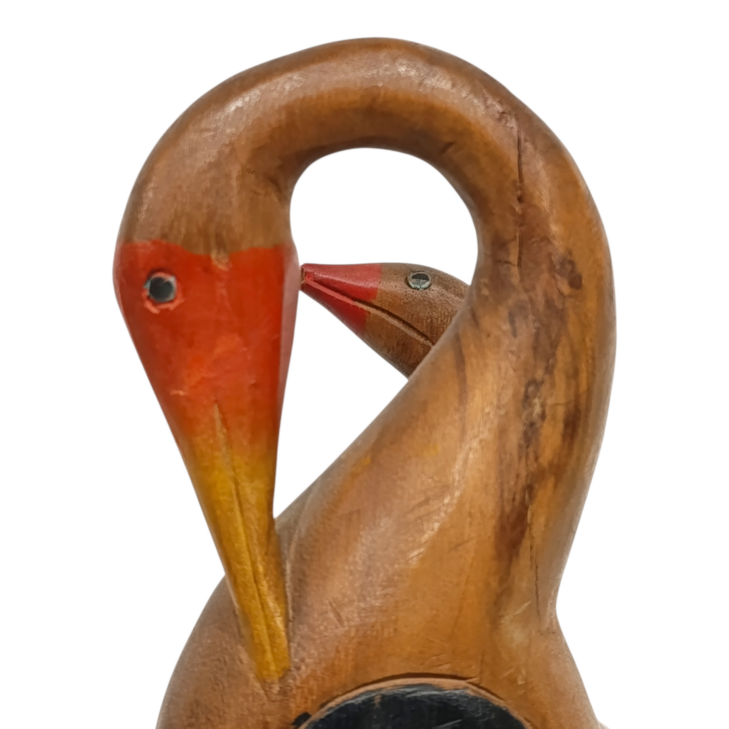 Coppia Uccelli Acquatici In Legno Dipinto