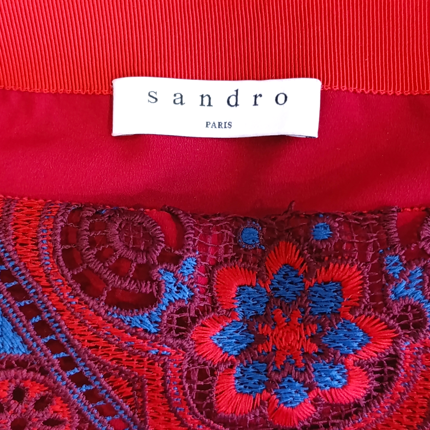 Minigonna Sandro Tessuto Macramè e Ricamo Tg. XS