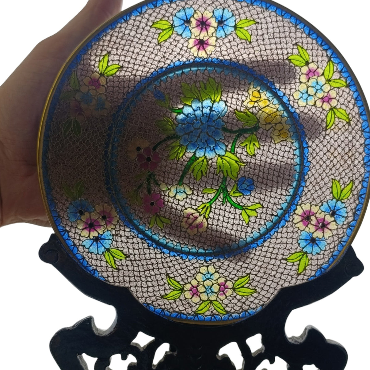 Plique-A-Jour Piatto Orientale Vetro Cloisonné