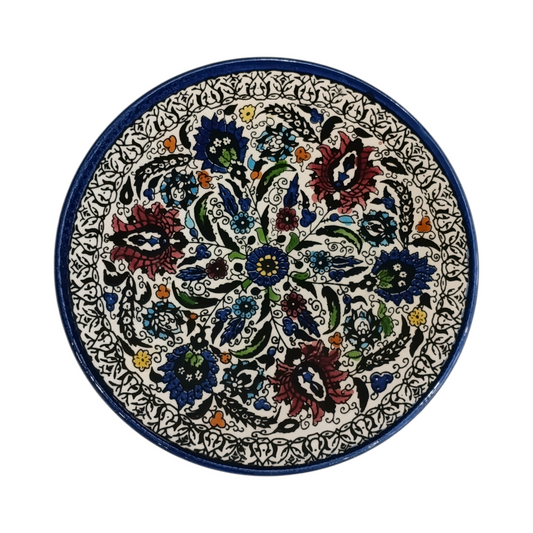 Piatto Ceramica Marocco Anni 60 Dipinto A Mano