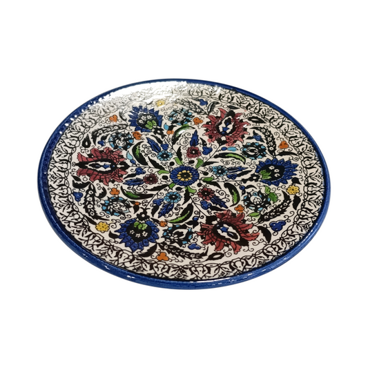 Piatto Ceramica Marocco Anni 60 Dipinto A Mano