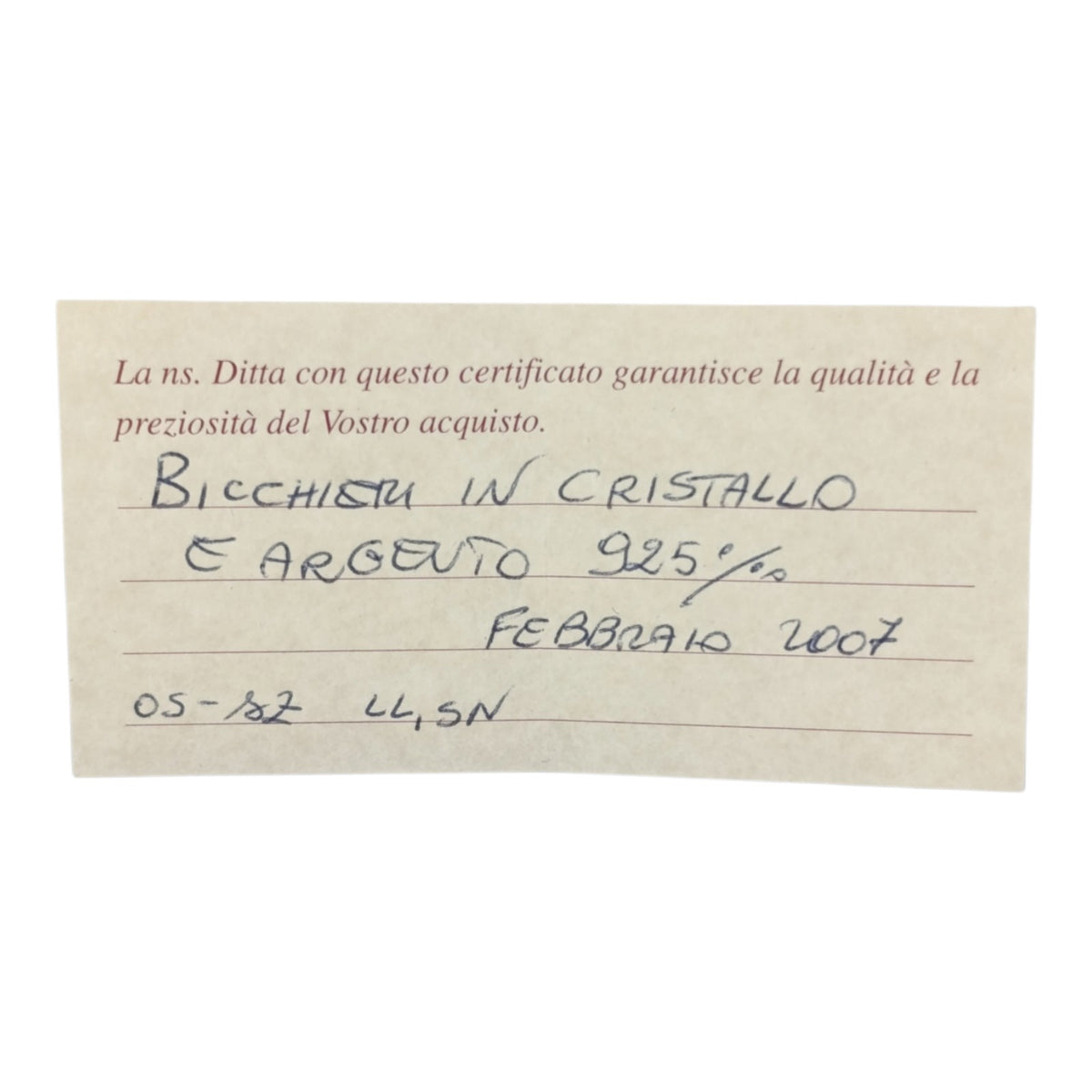 Cofanetto Servizio Bicchieri Cristallo E Argento