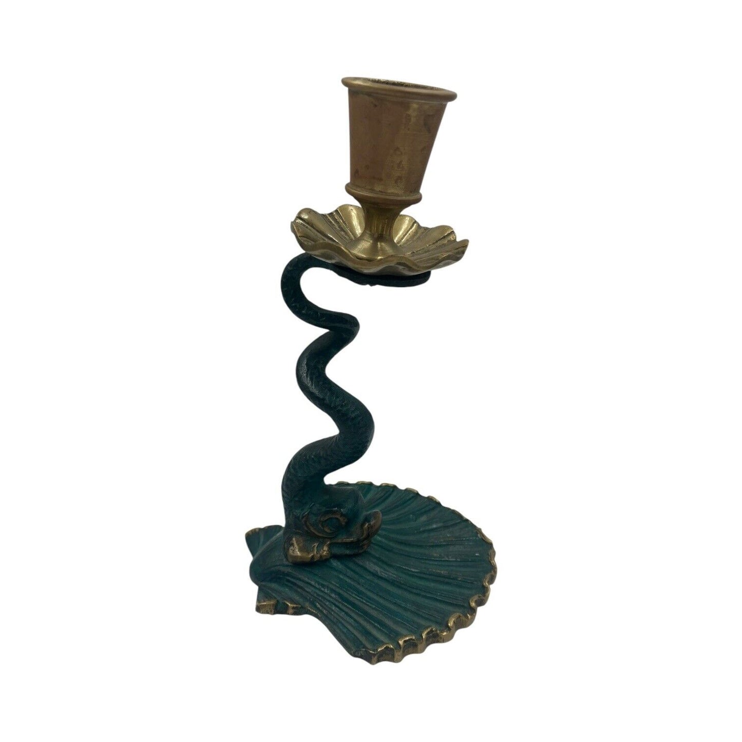 Porta Candela Epoca Primi Del 900 Ottone Serpente Di Mare