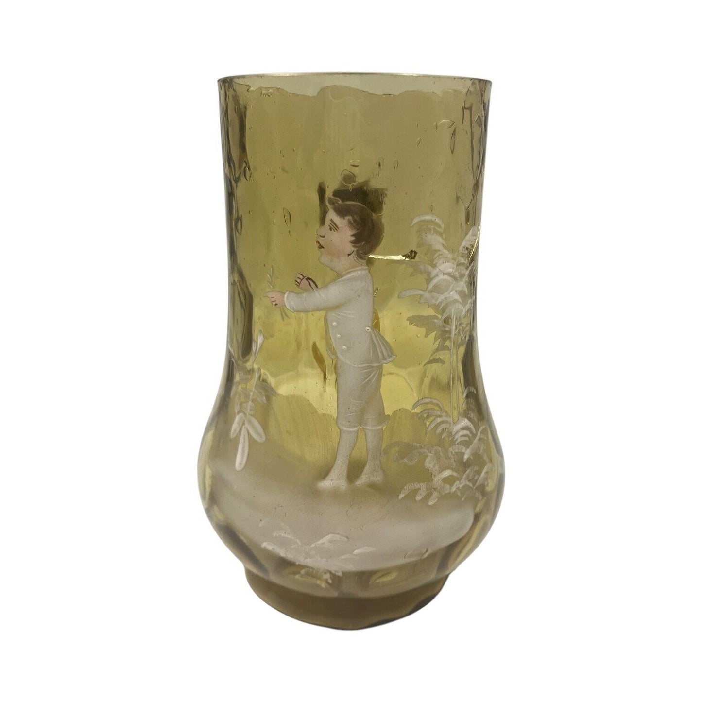 Bicchiere Epoca Cristallo Decoro Dipinto A Mano Ragazzo