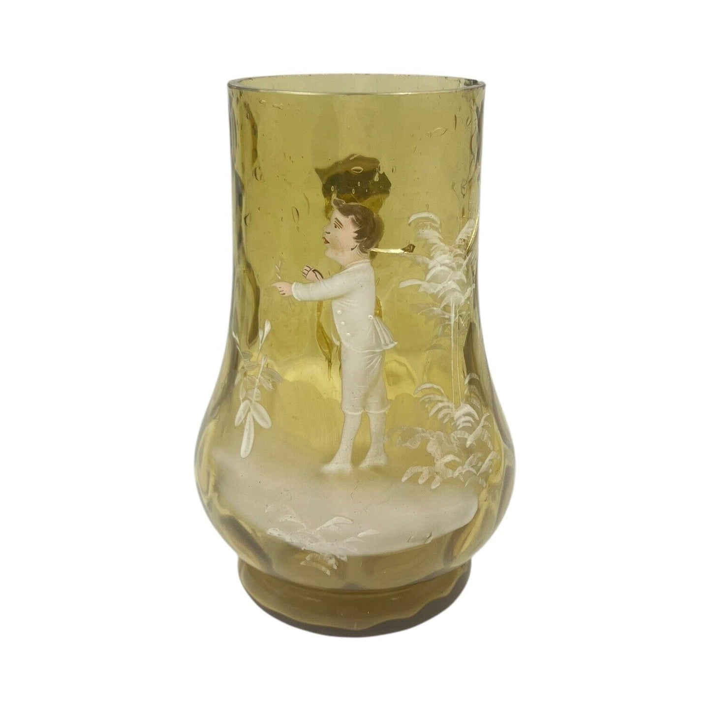 Bicchiere Epoca Cristallo Decoro Dipinto A Mano Ragazzo